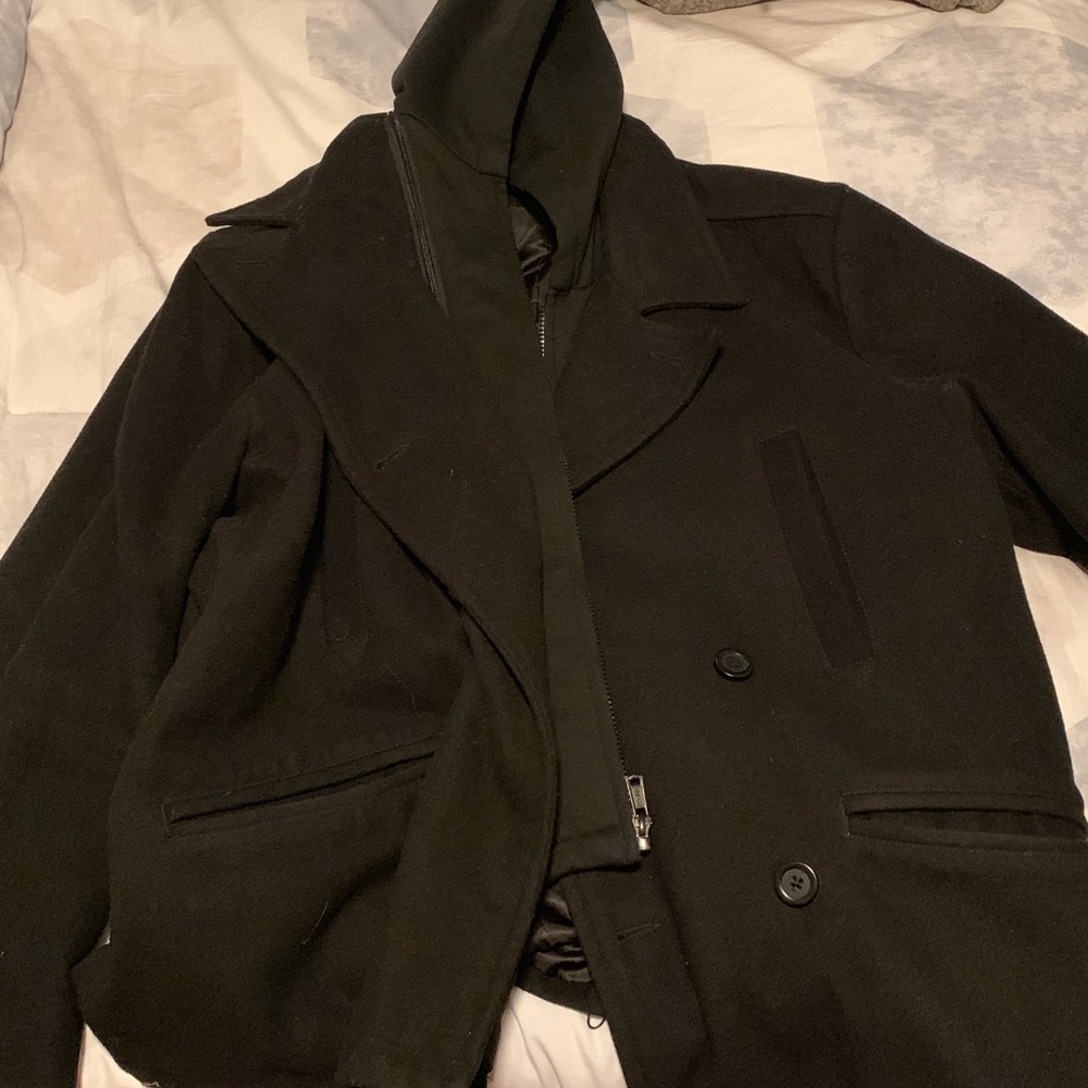 Black peacoat.